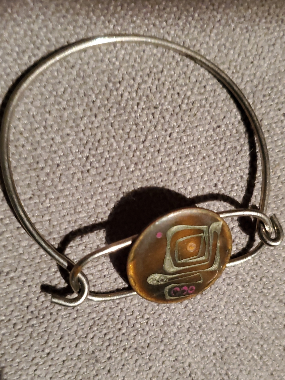 Silver-Tone Adjustable Bracelet with Brown Enamel Accent